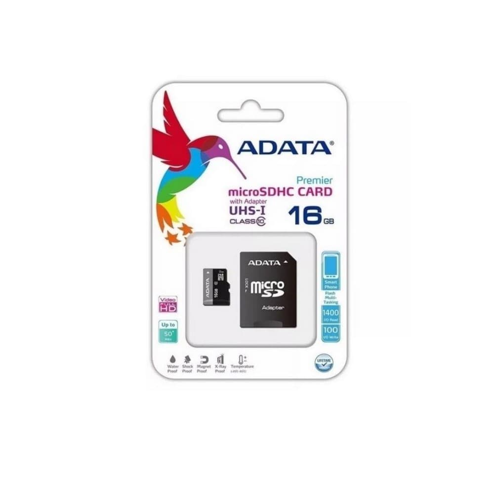 ADATA MEMORIA MICRO SD CON ADAPTADOR SD CLASS 10 UHS 16GB, vista 1