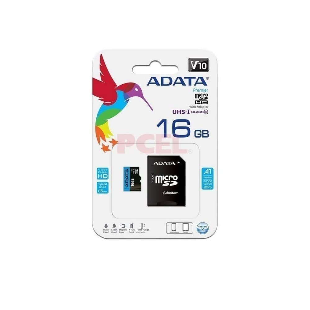 ADATA MEMORIA MICRO SD CON ADAPTADOR SD CLASS 10 A1 16GB, vista 1