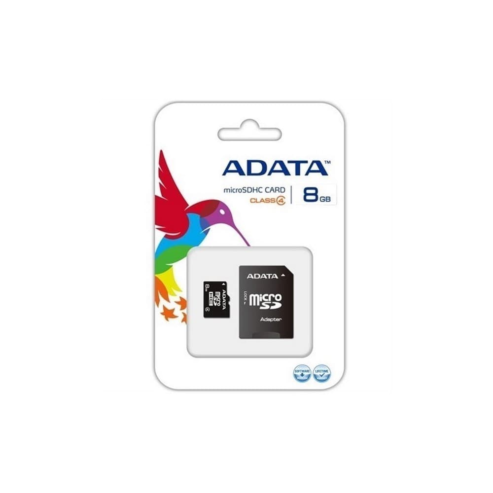 ADATA MEMORIA MICRO SD CON ADAPTADOR SD CLASS 4 8GB, vista 1
