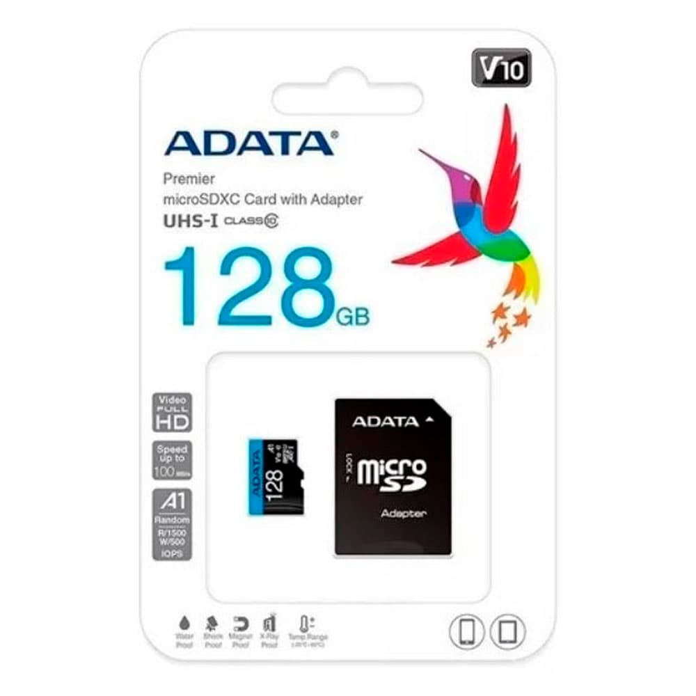 ADATA MEMORIA MICRO SD CON ADAPTADOR SD CLASS 10 A1 128GB, vista 1