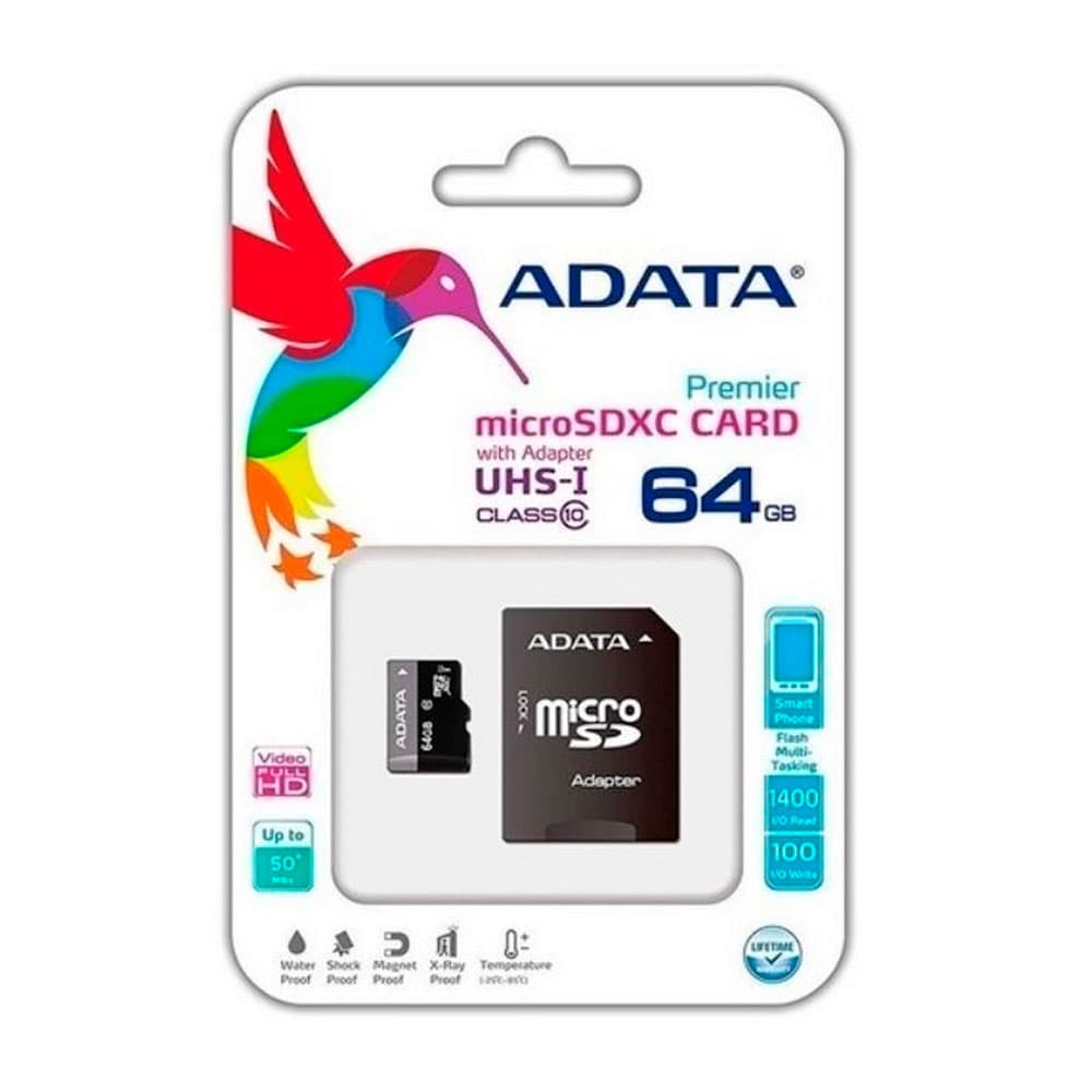 Memoria Micro SD Adata con Adaptador SD Class 10UHS 64GB, vista 1