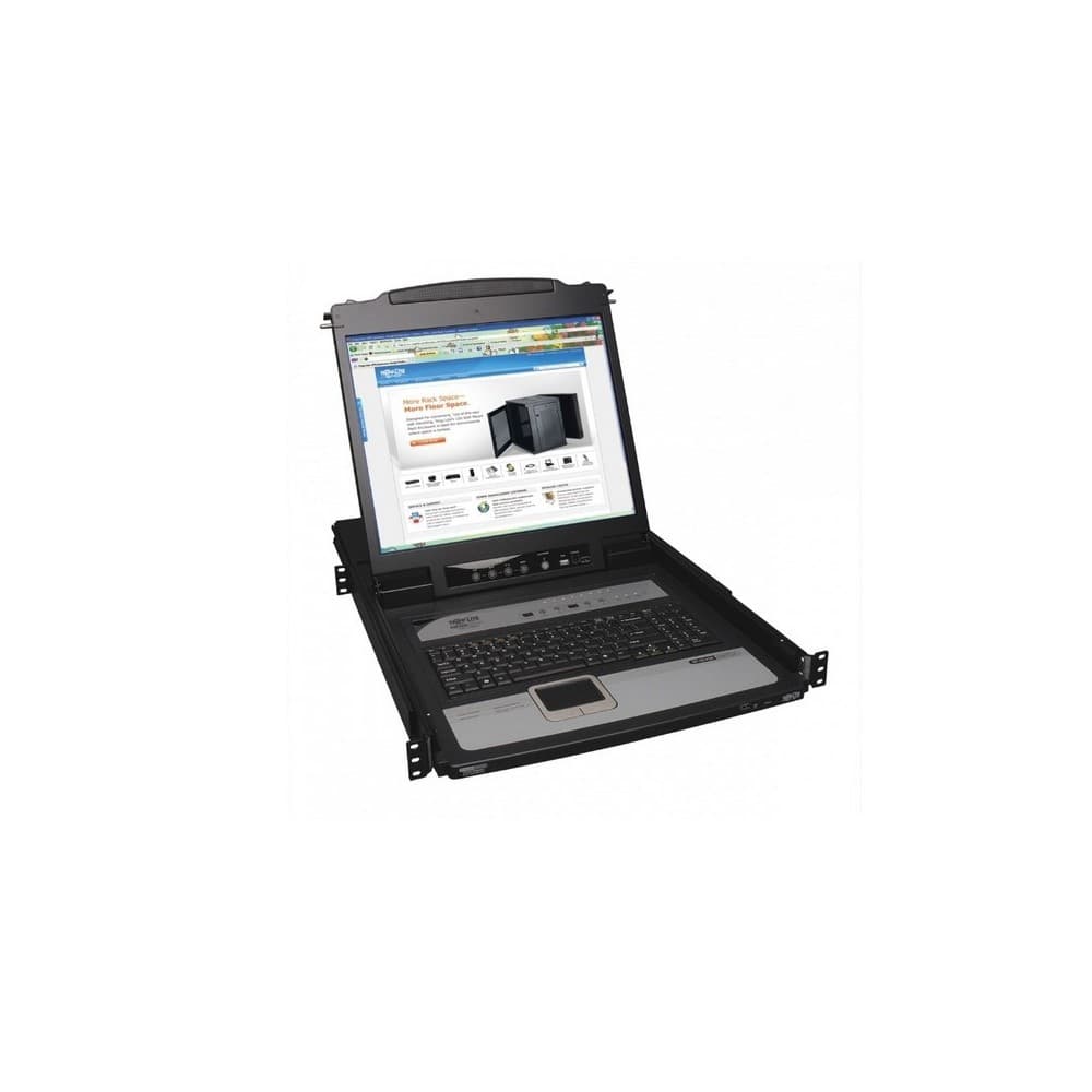 KVM de consola NetDirector de 8 puertos para instalación en 1U de Rack con LCD de 19 y acceso IP remoto, vista 1