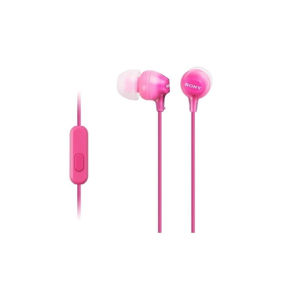 Audífonos Sony internos MDR-EX15AP Color Rosado, de silicona, ajuste seguro, micrófono integrado de alta calidad, vista 1
