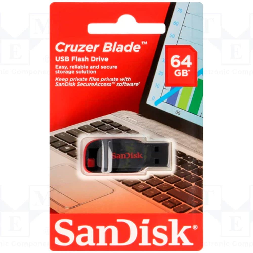 Memoria USB SanDisk Cruzer Blade 2.0 64GB, vista 1
