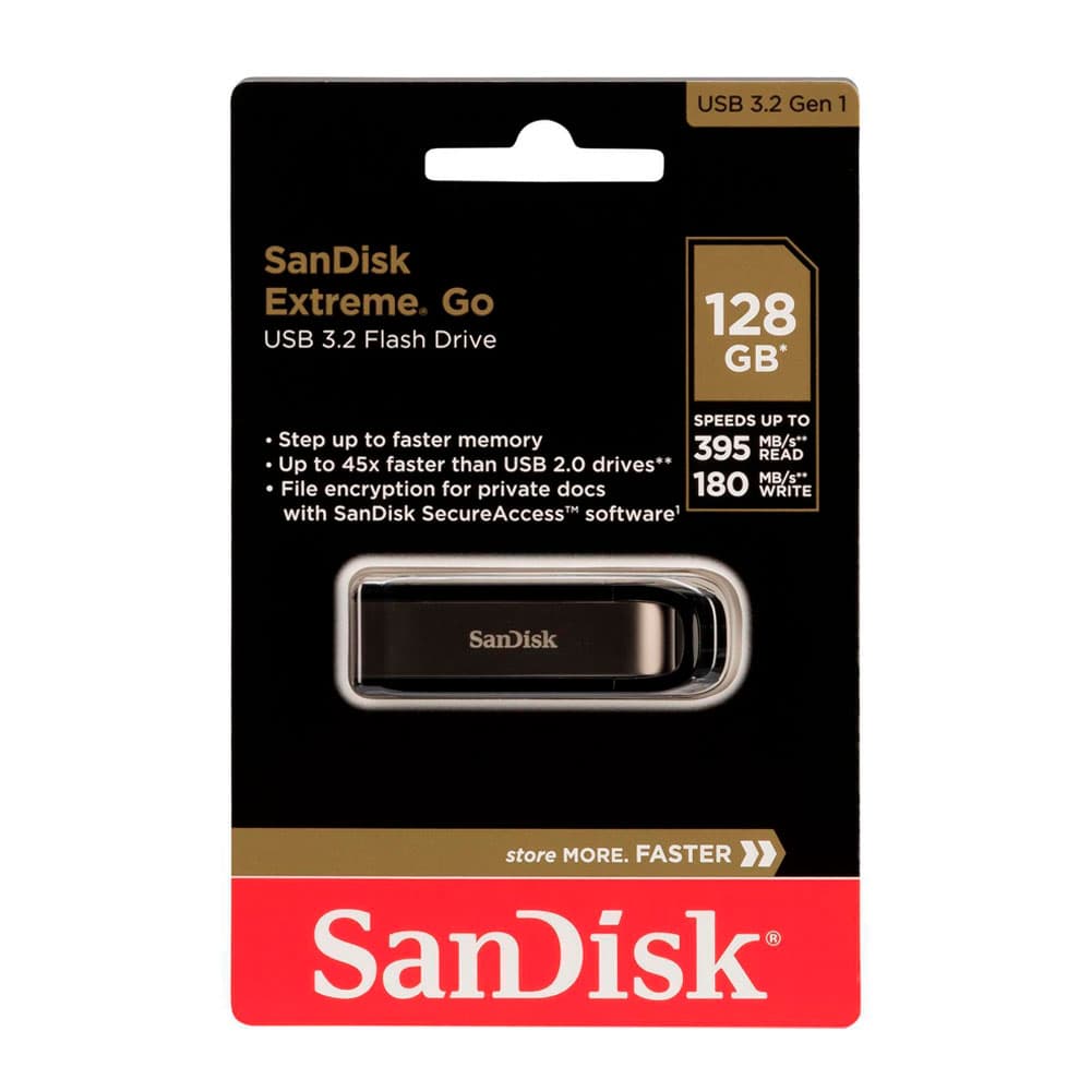 Memoria USB SanDisk Extreme Go 128GB 3.2 hasta 395MB/s de lectura; hasta 180MB/s de escritura, vista 1