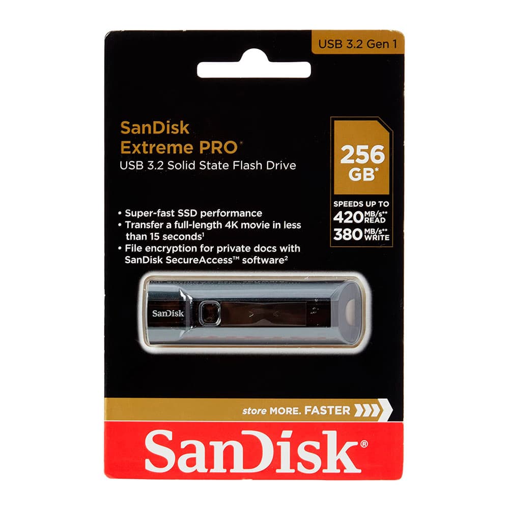 Memoria USB SanDisk Extreme Go 256GB 3.2 hasta 400MB/s de lectura; hasta 240MB/s de escritura, vista 1