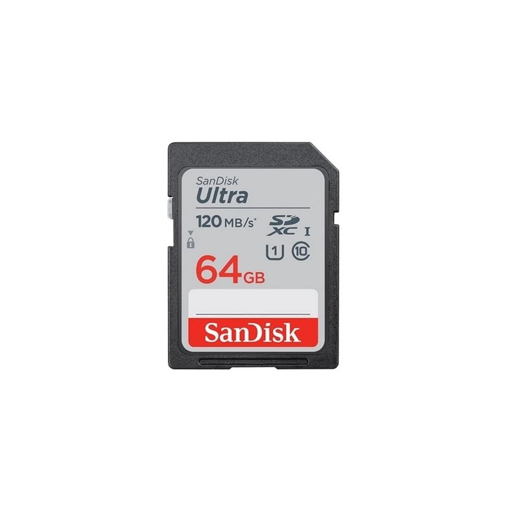Tarjeta SD SanDisk Ultra 64GB SDHC/SDXC UHS-I hasta 120Mb/s C10 U1, vista 1