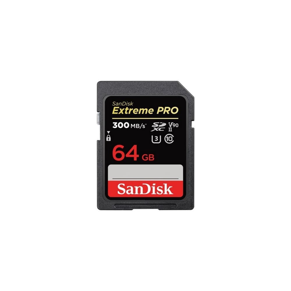 Tarjeta SD SanDisk Extreme PRO UHS-II 64GB hasta 300 MB/s de lectura y hasta 260MB/s de escritura C10, U3,V90, vista 1