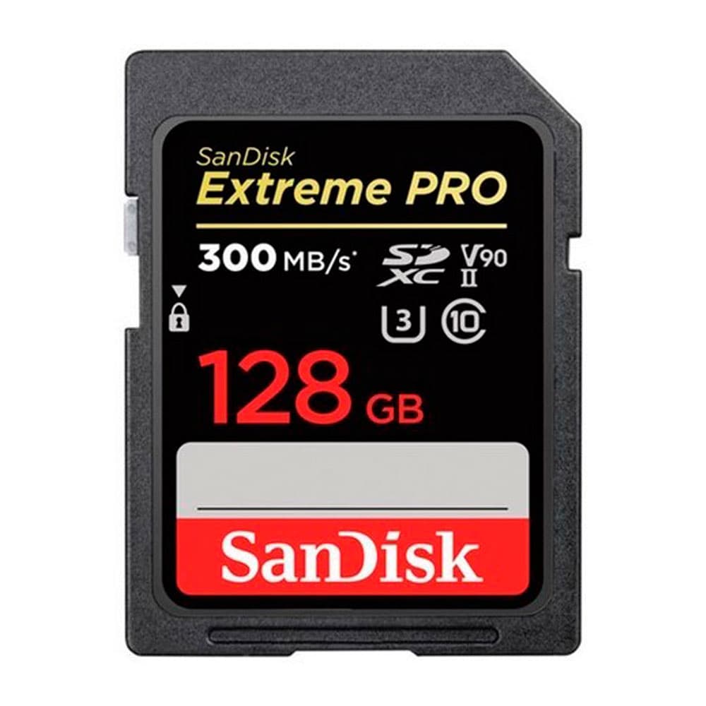 Tarjeta SD SanDisk Extreme PRO UHS-II 128GB hasta 300 MB/s de lectura y hasta 260MB/s de escritura C10, U3,V90, vista 1