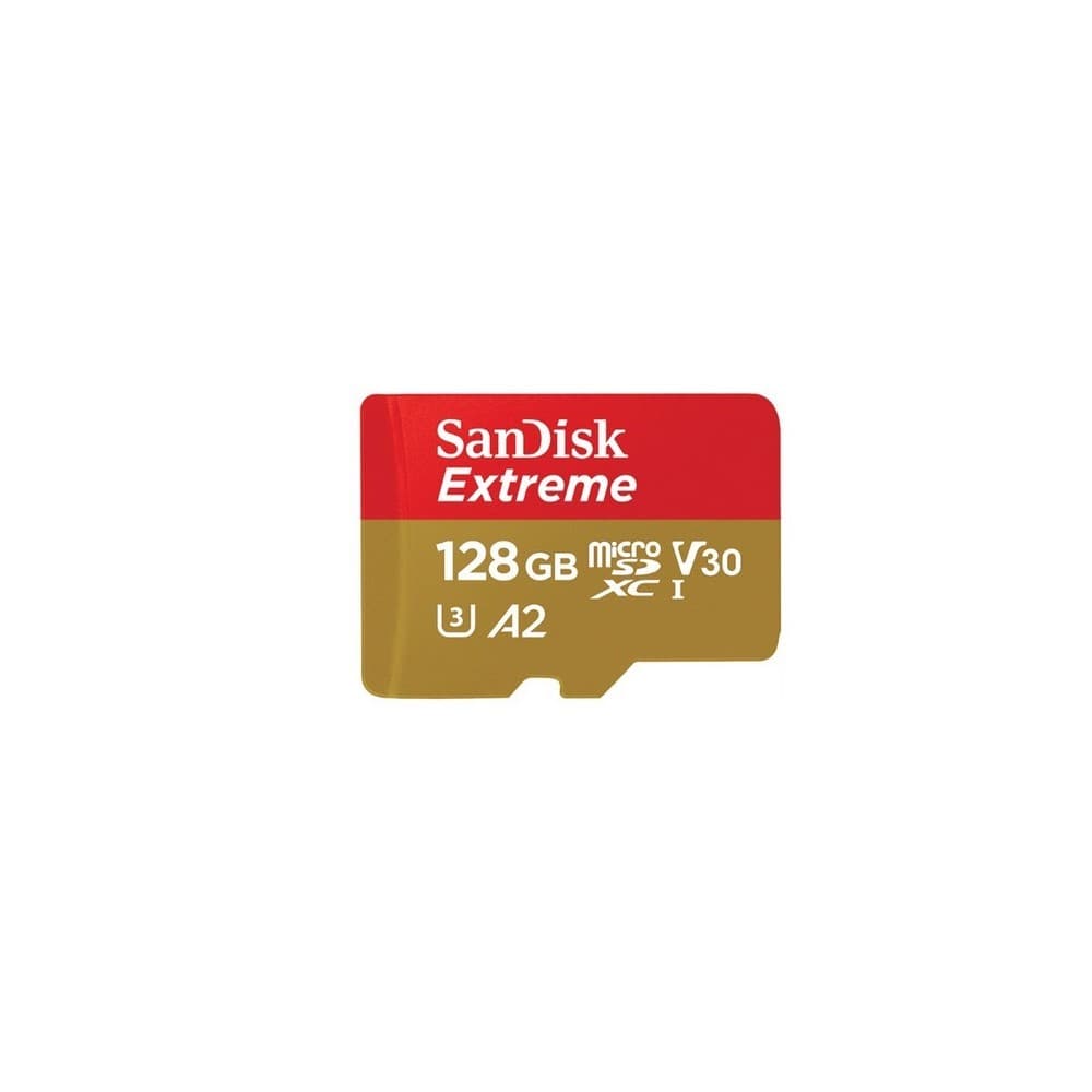 Tarjeta microSD SanDisk Extreme (Action Cam) UHS-I 128GB C10, U3, V30, A2, vista 1