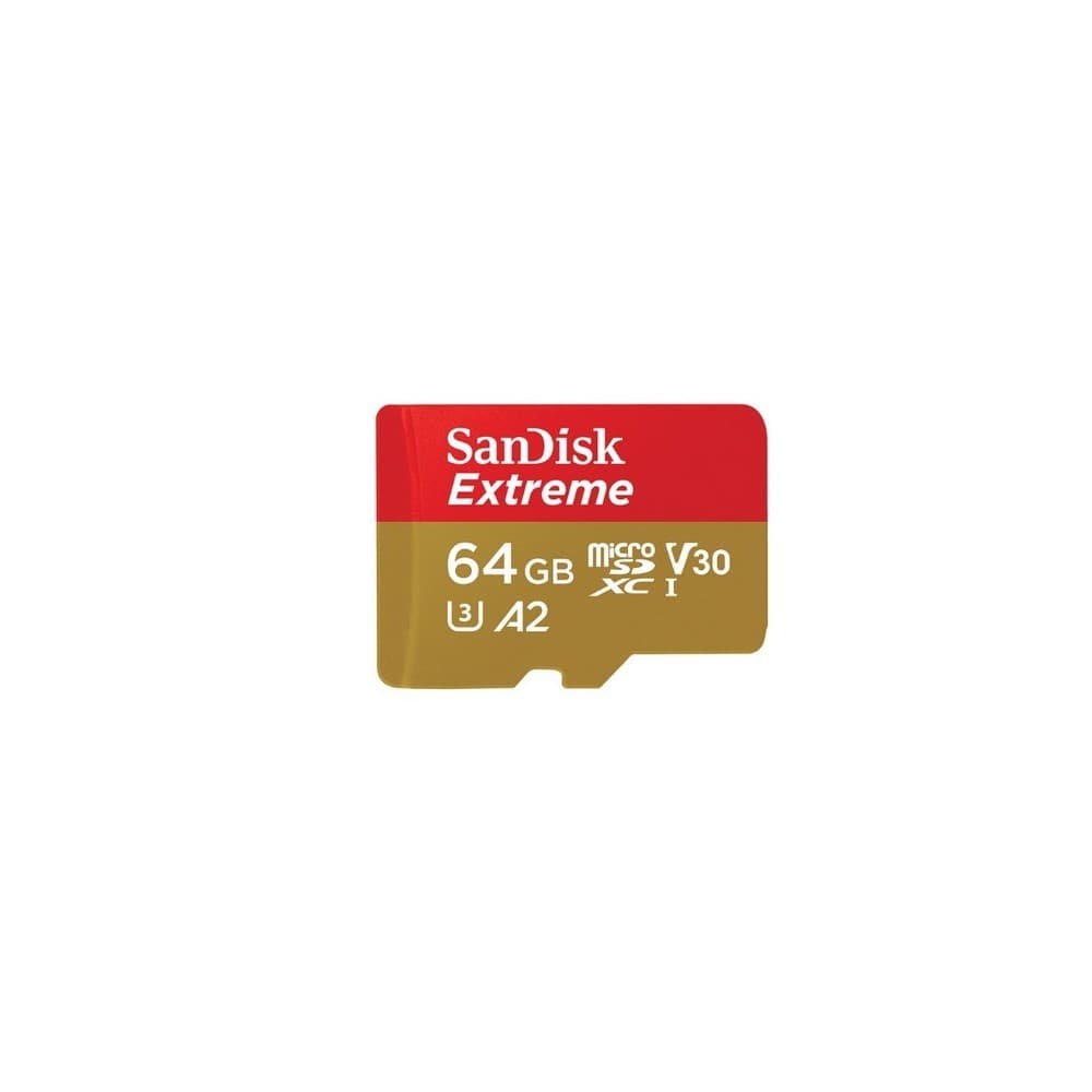 Tarjeta microSD SanDisk Extreme (Action Cam) UHS-I 64GB C10, U3, V30, A2, vista 1