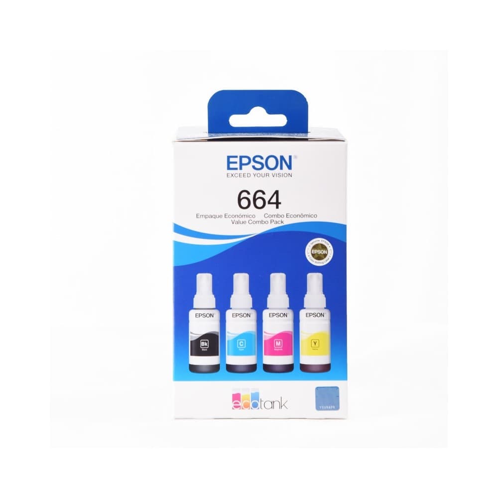 Botella Epson T664520-4P - Multipack Set 4 botellas negra, cyan, magenta y yellow, IMPRESORA EPSON L200/210/350/355/555 (7.500 paginas), vista 1