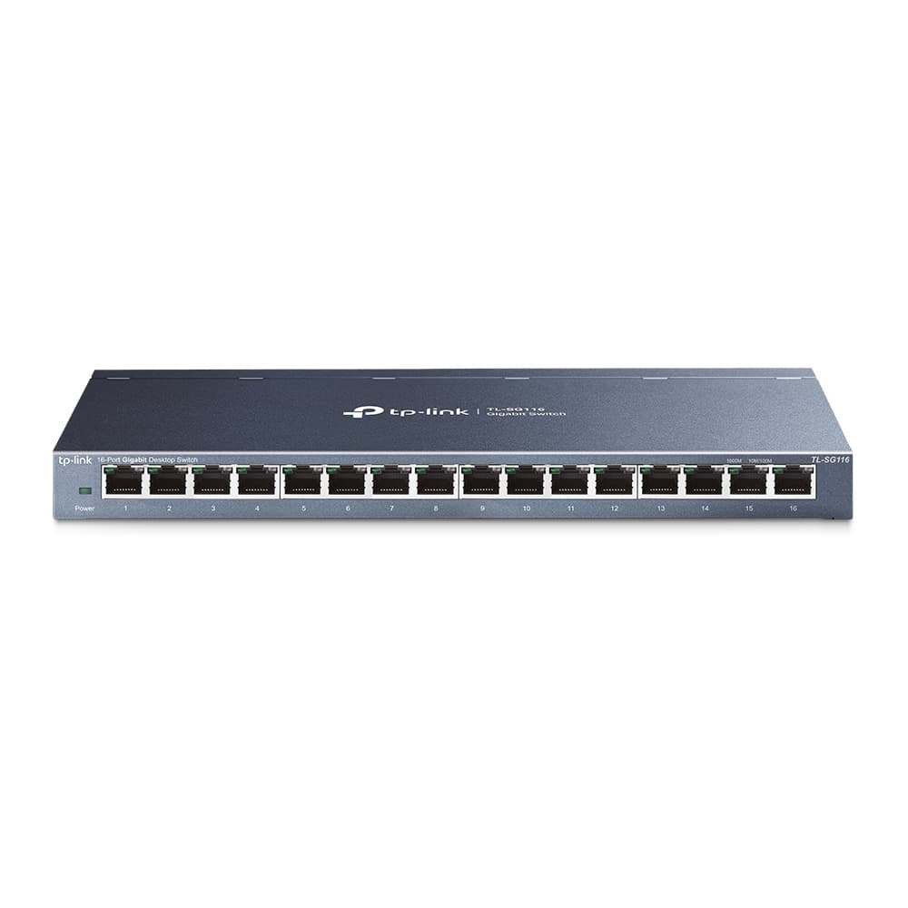 Switch 16 Puertos Gigabit Desktop 16 puetos Gigabit RJ45 SPEC: Caja de acero para Desktop, Plug and Play, vista 1