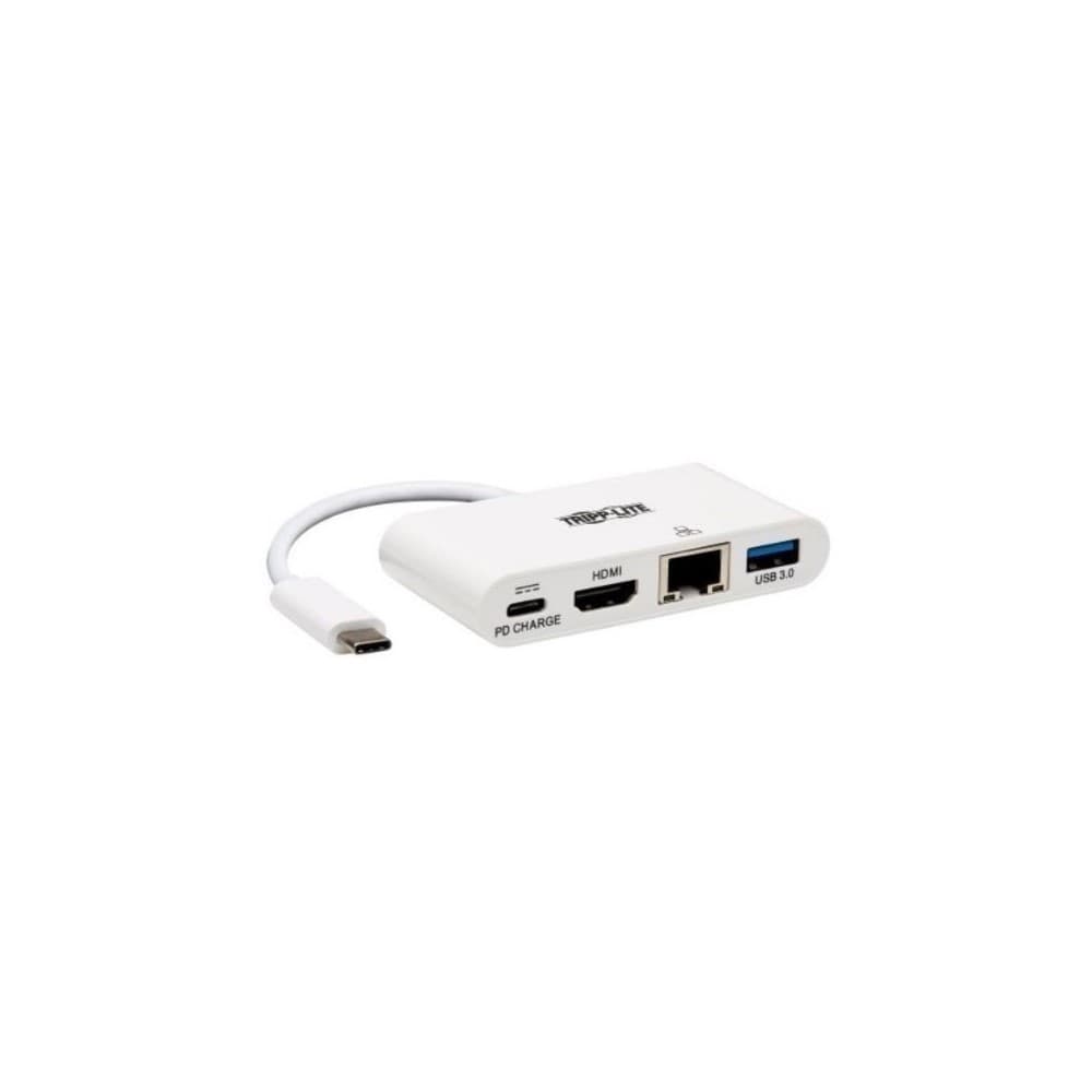 Adaptador Multipuerto USB C, 4K HDMI, Puerto USB A, GbE, Carga PD de 60W, HDCP, Blanco, vista 1