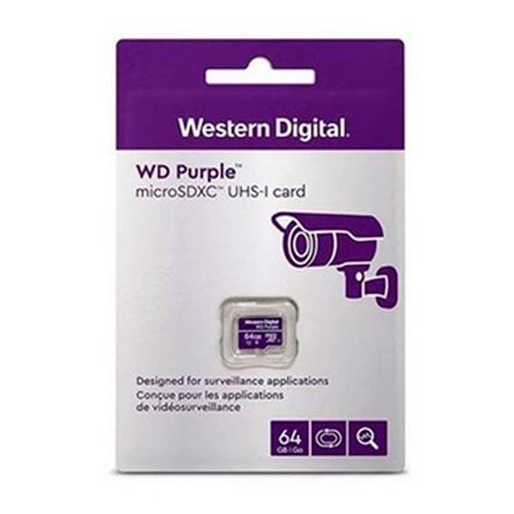 Tarjeta microSD Western Digital Purple 64GB para cámaras de seguridad grabación 24/7, vista 1