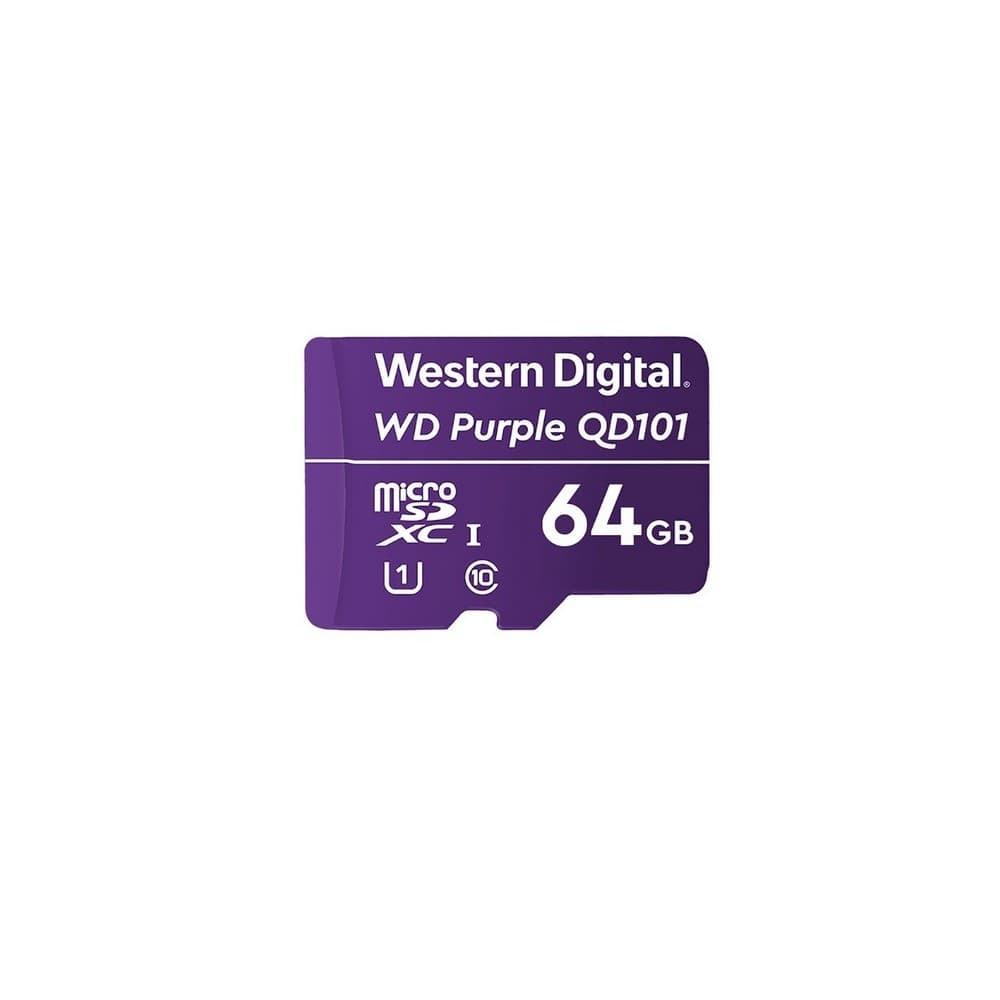 Tarjeta microSD Western Digital Purple 64GB para cámaras de seguridad grabación 24/7, vista 1